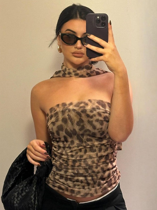 Liber Winter Women's Printed Leopard Tank tops&Camis