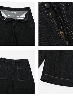 Washed Denim 7 Points Shorts
