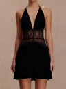 Sexy Lace Fitted Waist Hot Girl Hollowed-out Backless Short Dress