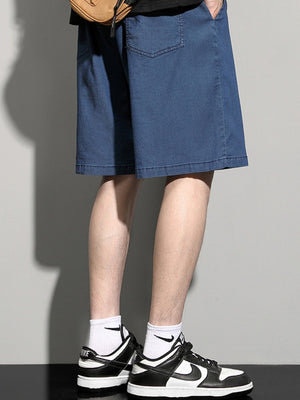 Loose-fit Straight-fit Five Points Denim Shorts