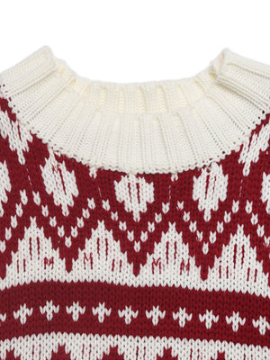 Ethnic Style Pullover Knitwear Keep Warm Crew Neck Christmas Sweater