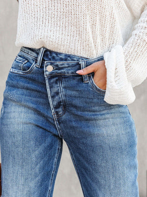 Straight-leg High-waisted Pocket Jeans