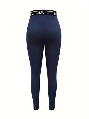 Sporty And Sexy Letter-print Elastic Waist Warm Leggings