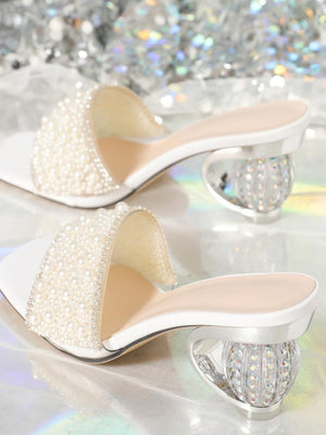 Pearl Transparent High-heeled Sandals