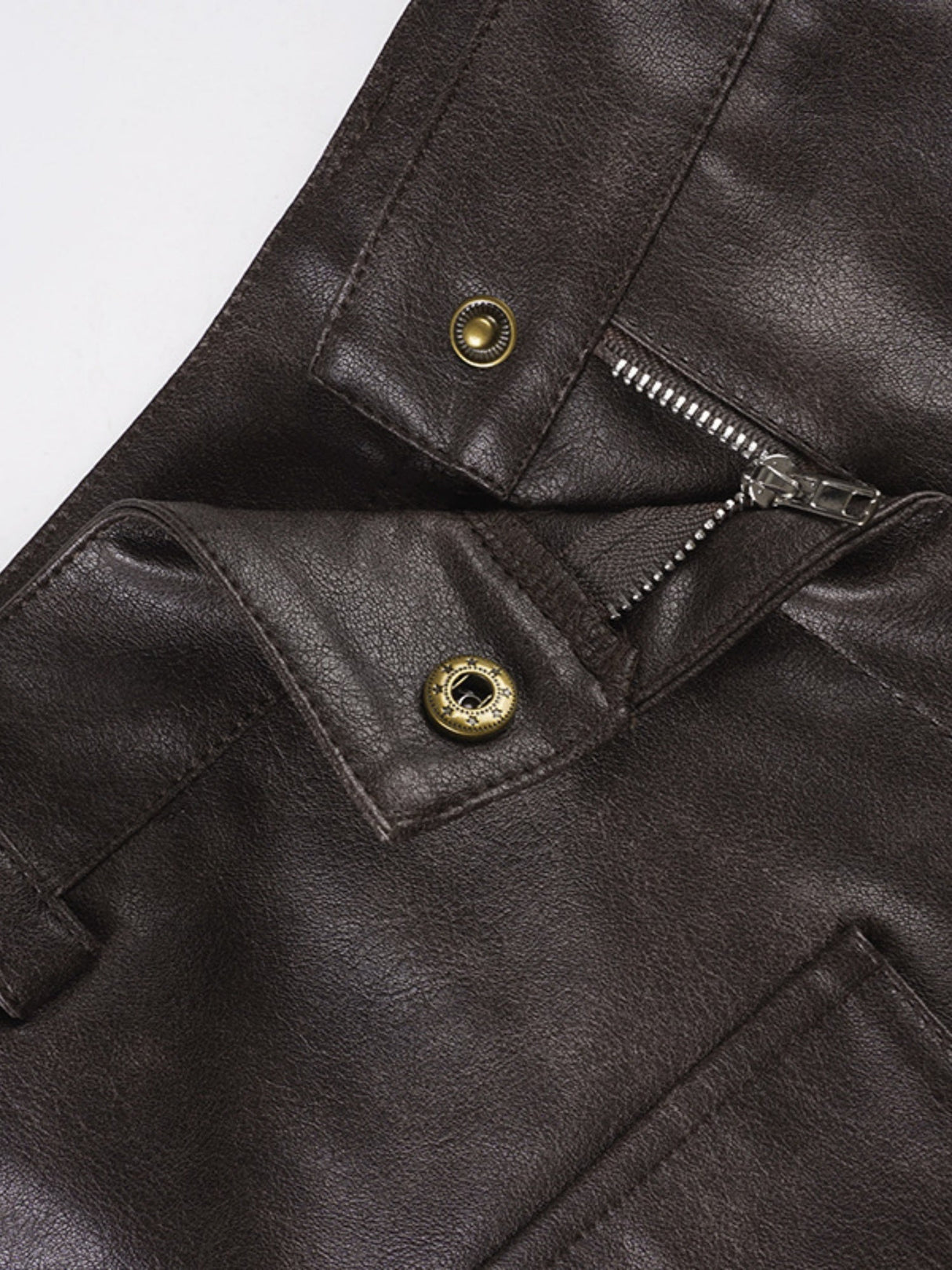 Furry Patchwork Leather Zipper Shorts