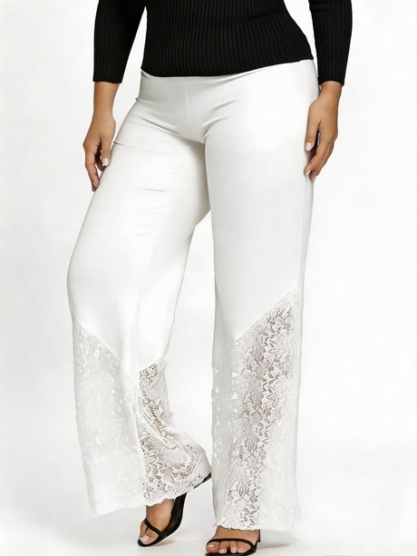 Slim-fitting, Loose-fitting, Comfortable Cropped Trousers With Lace Trim And Cutout Details