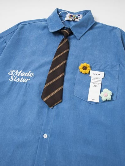 Flowers Ties Loose-fit Shirts