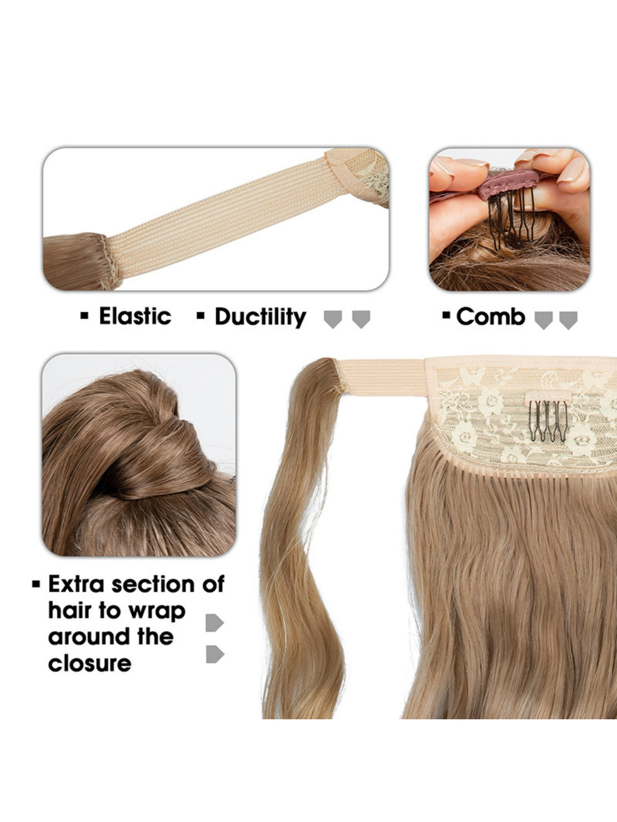 Long, Wavy, Natural Curl Wig With Wrap-around Design