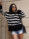 Liber Crew Neck Stripes Contrasting Colors Knitted Sweater