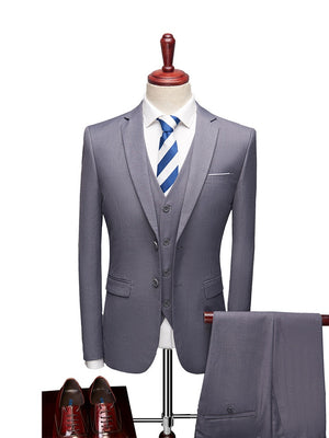 Slim-fit Business Suit Set 3-piece Sets