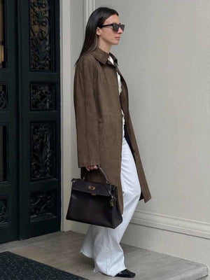 Long pocket trench coat