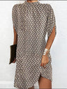 Round Neck Loose Batwing Sleeve Short Dress