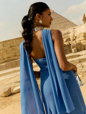 Shawl Backless Maxi Dress
