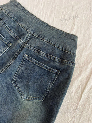 American Casual Denim Flared Trousers
