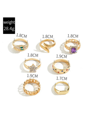 Star-studded Exaggerated Open Ring Set
