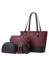 Color-blocked Tote Bag 3-piece Set