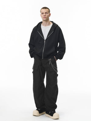 Liber Autumn Neutral wear Multiple pockets Solid Color Cargo Trousers