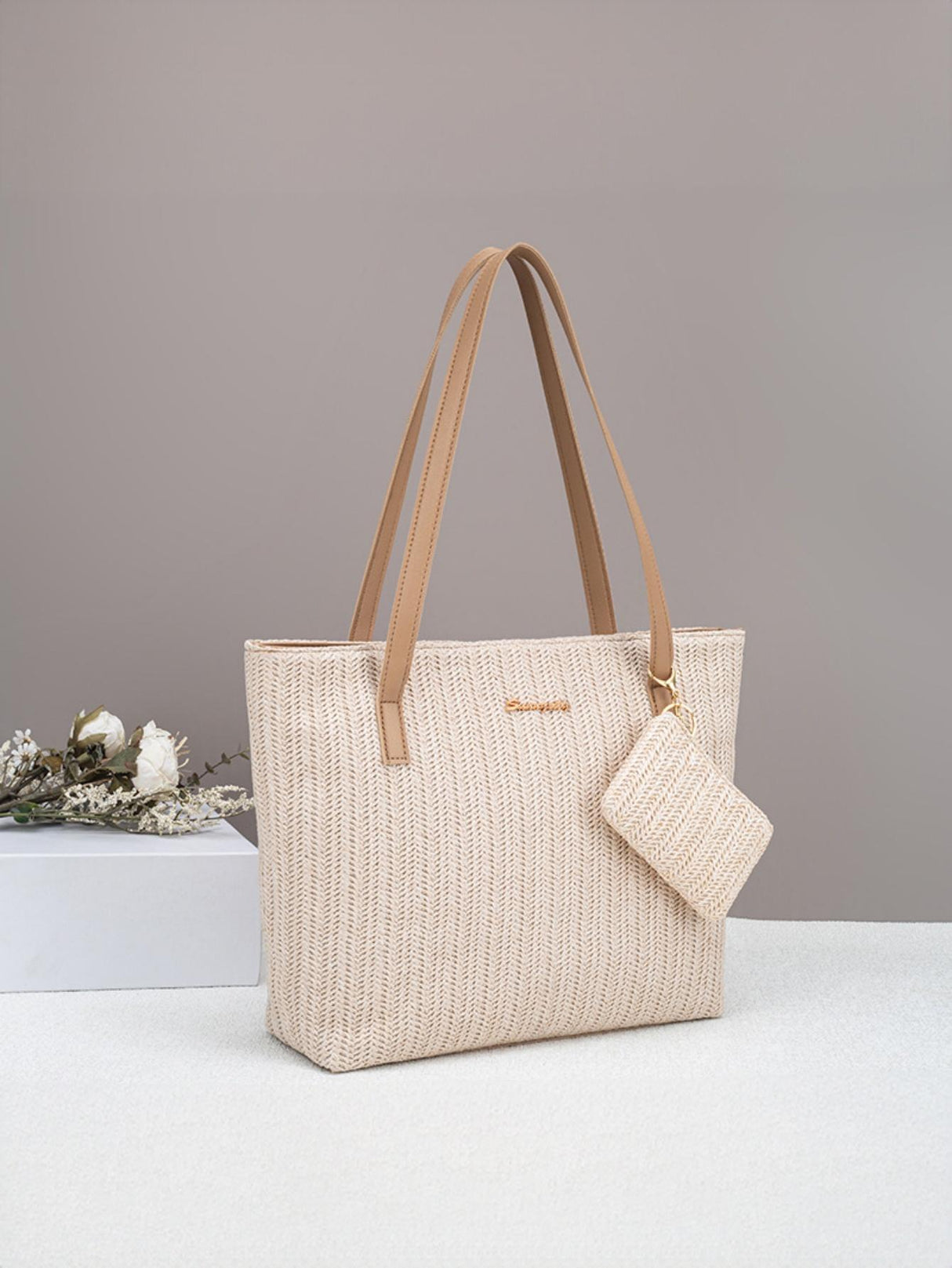 Solid Color Vacation Straw Tote Bag