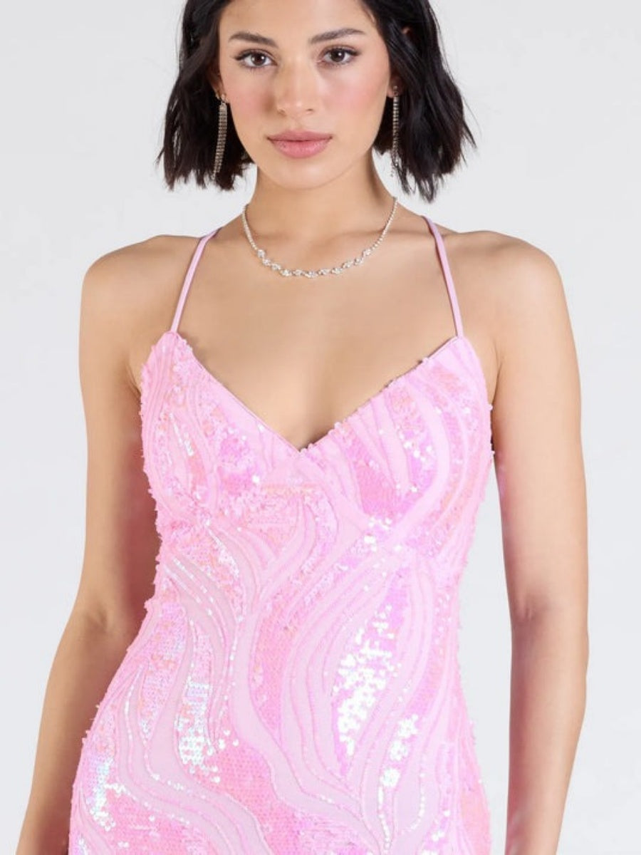 Sequins V-neck Spaghetti Strap Maxi Dress