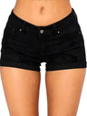 Denim Hole Flip-edge Slim-fit Shorts