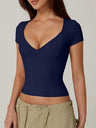 V-neck Short Sleeves Slim-fit T-shirts