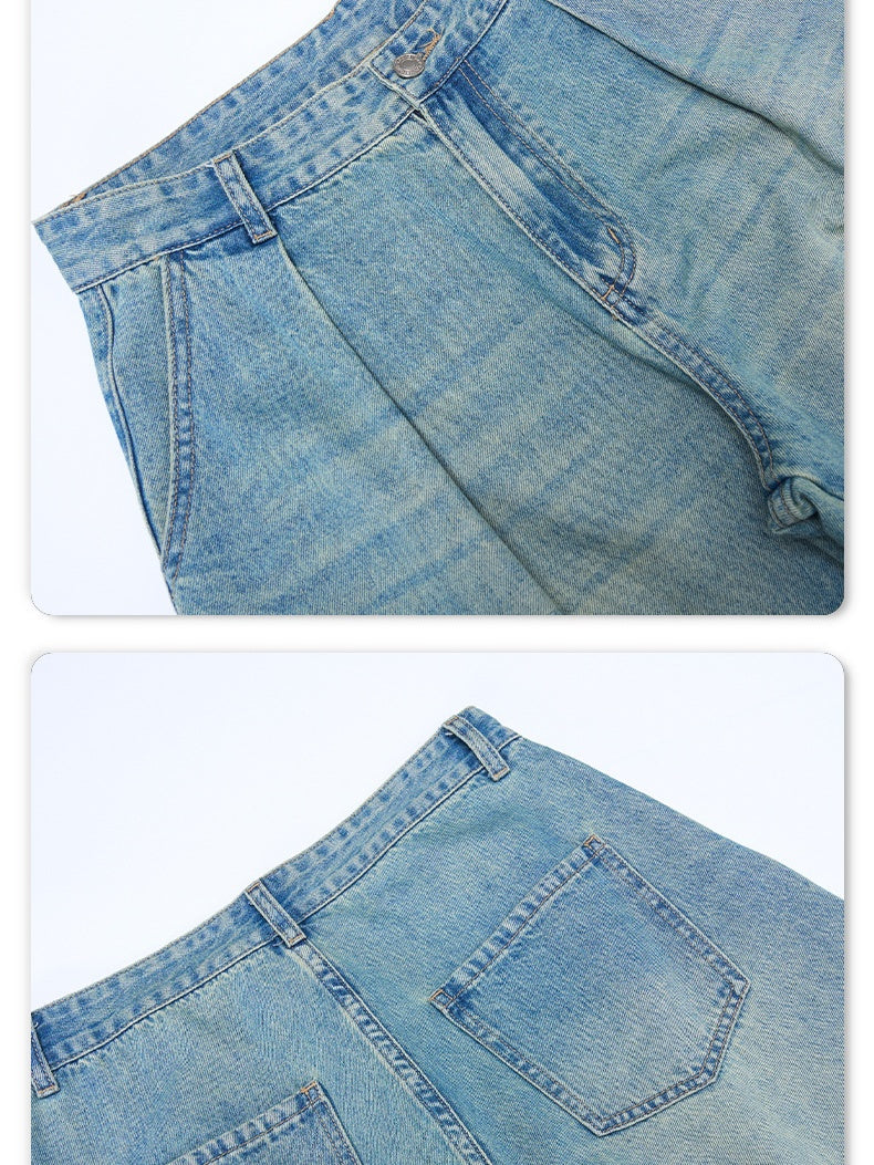 Retro Blue Gathering Machete Cleanfit Jeans