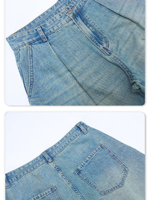 Retro Blue Gathering Machete Cleanfit Jeans