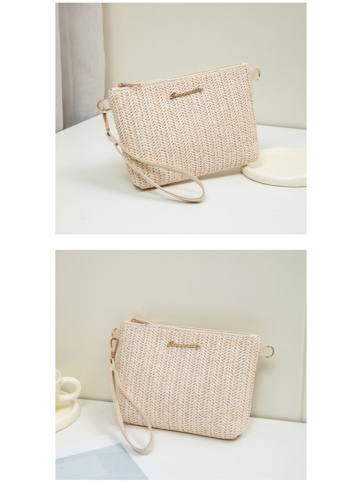 Resort Striped Straw Crossbody Bag