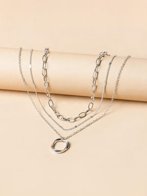 Alloy Necklace With Electroplated Circle Pendant, Fashion Necklace