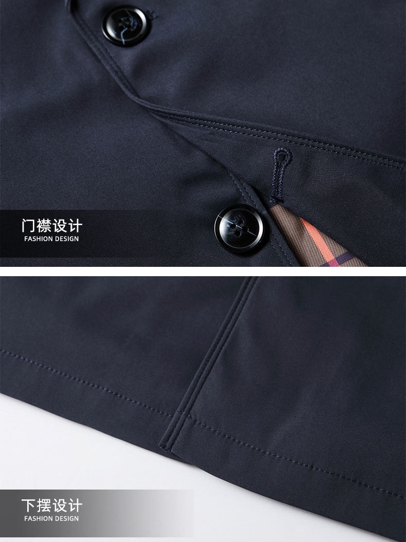 Business Mid-Length Notch-Lapel Single-Breasted Trench Coat