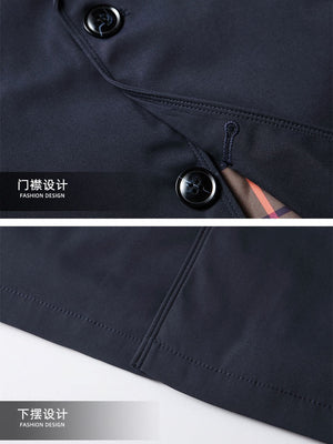 Business Mid-Length Notch-Lapel Single-Breasted Trench Coat