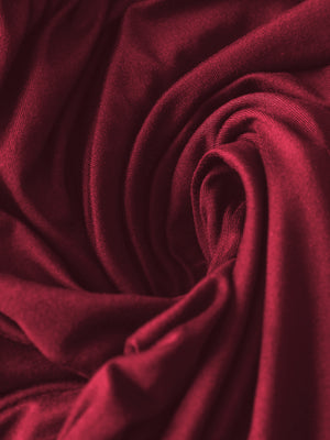 Burgundy Long-sleeved Round Neck Pleated Maxi Dress