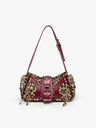 Stylish Leopard Print Edgy Biker Studded Shoulder Bag