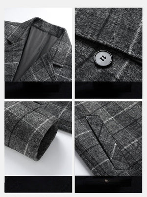 Mid-length Leisure Plaid Cotton Thickening Wool Coat