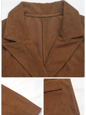Corduroy Cardigan Double-breasted Long Sleeve Loose Leisure Workplace Suit Jacket