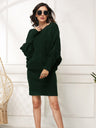 Knitting Crew Neck Loose Jacquard Long Sleeve Mini&Short Dresses