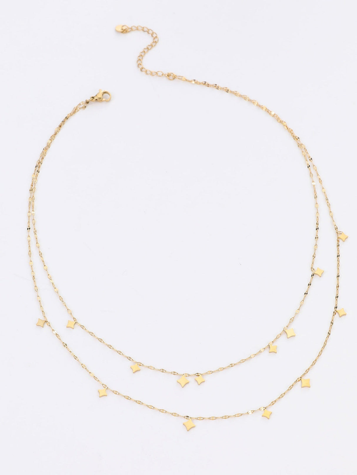 Double Geometric Pendant Chain Necklace