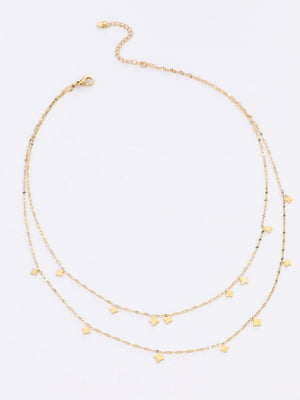 Double Geometric Pendant Chain Necklace