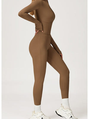 Long-sleeved Stand Collar Fleece Keep Warm High Elasticity Waist Slimming And Shaping Yoga Fitness Outdoor Jumpsuits/pants