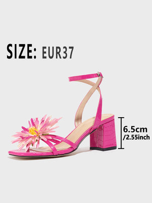 Colorful 3D Flower High-heeled Sandals