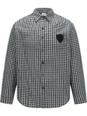 Liber Autumn Neutral wear Appliqué embroidery Plaid Shirts