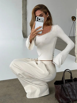 High-waisted, Pleated, Slimming Wide-leg Trousers For Work