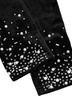 Robe de soirée maxi sans manches, ornée de strass thermocollants et de bulles, épaules dénudées