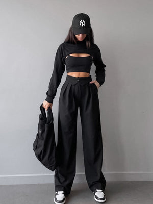 Straight-leg button-down trousers