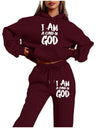 Letter Printed Plush Hoodies Sweatpants 2-piece Sets