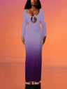Deep V Gradient Backless Hip-hugging Sexy Stretch Maxi Dresses