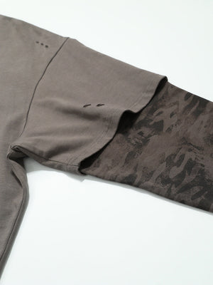 Hole Camouflage Splicing Fake Two Pieces Long-sleeved T-shirt