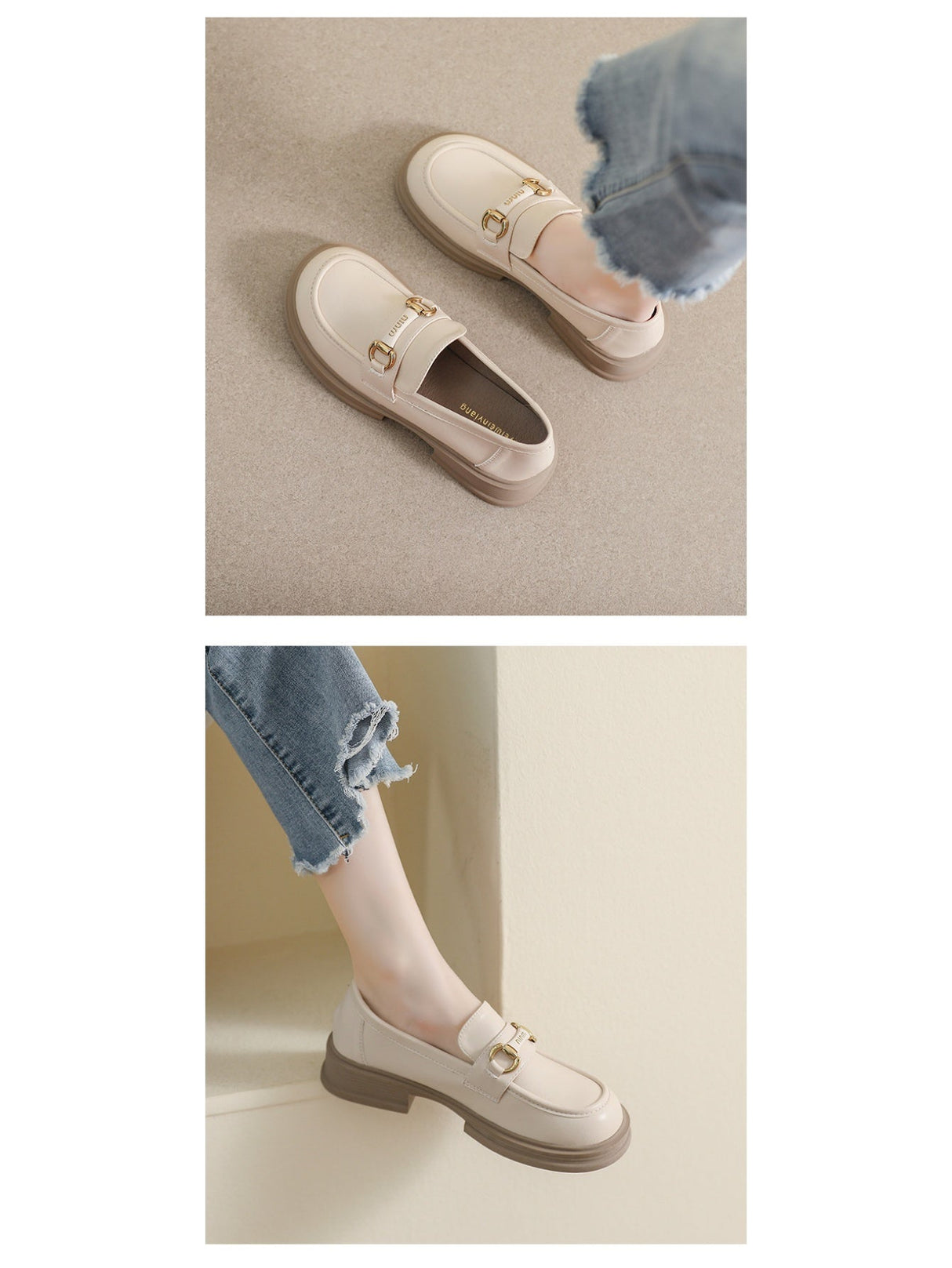 Liber Spring and Autumn Thick-soled Metal Buckle Women's Loafers