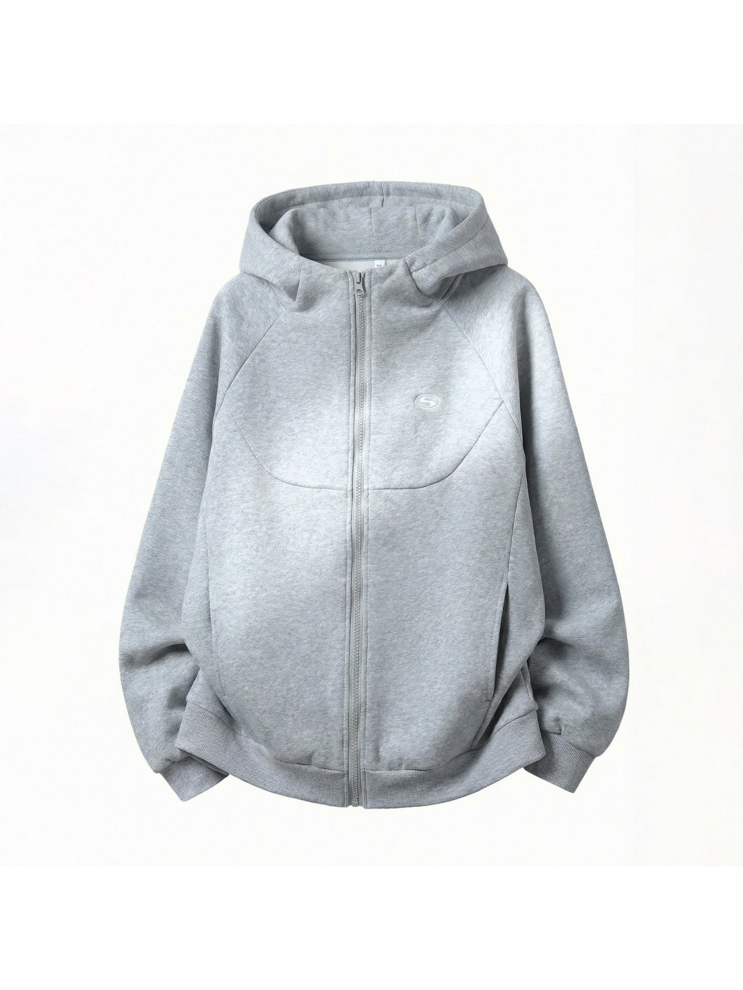 Boxy Color-blocked Embroidery Hoodies Cardigan