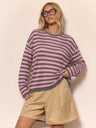 Linen-Blend Relaxed Striped Knit Top